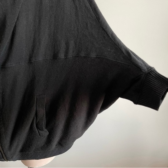 ANTHROPOLOGIE MOTH Black Cardigan Sweater with Zipper and Batwing Arms - Picture 2 of 2